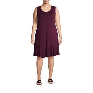 Terra & Sky Women's Plus Size Sleeveless Knit Peplum Dress